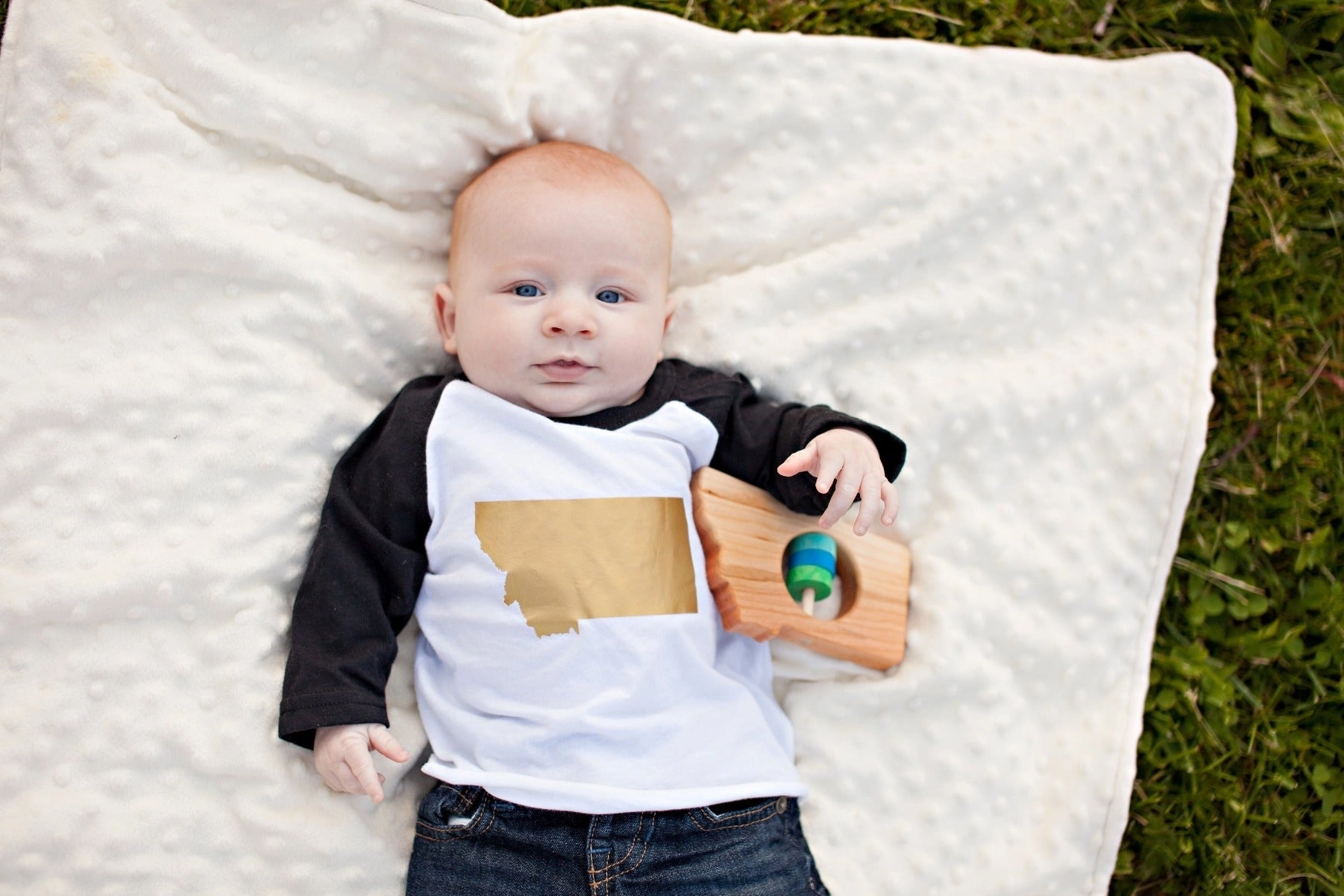 Montana State Wooden Baby Rattle