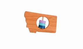 Montana State Wooden Baby Rattle