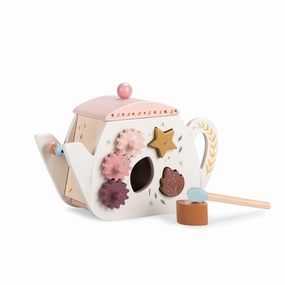 Moulin Roty Apres La Pluie Wooden Activity Teapot with 6 Activities Wooden Toy