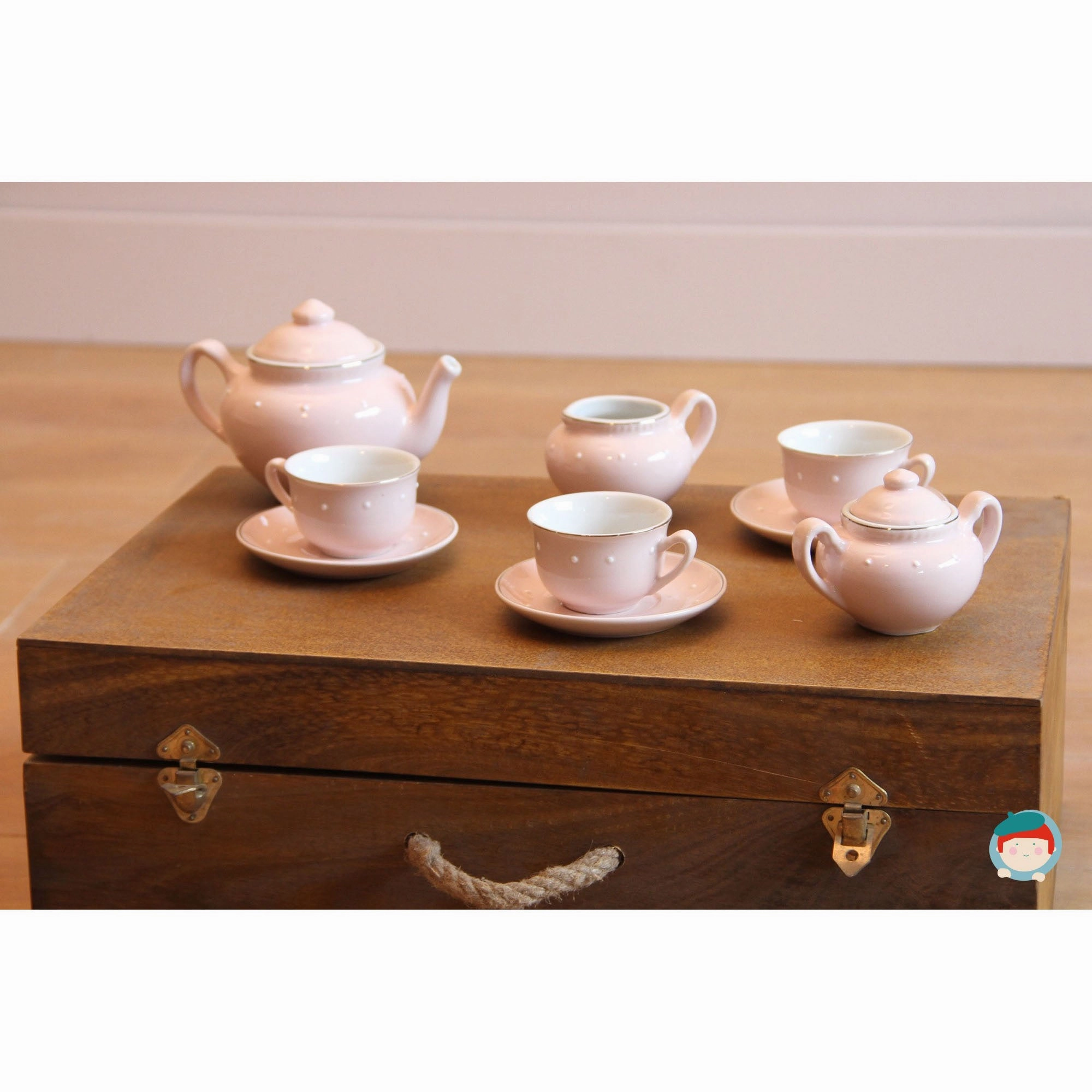 Moulin Roty Ceramic Tea Set Suitcase Pink