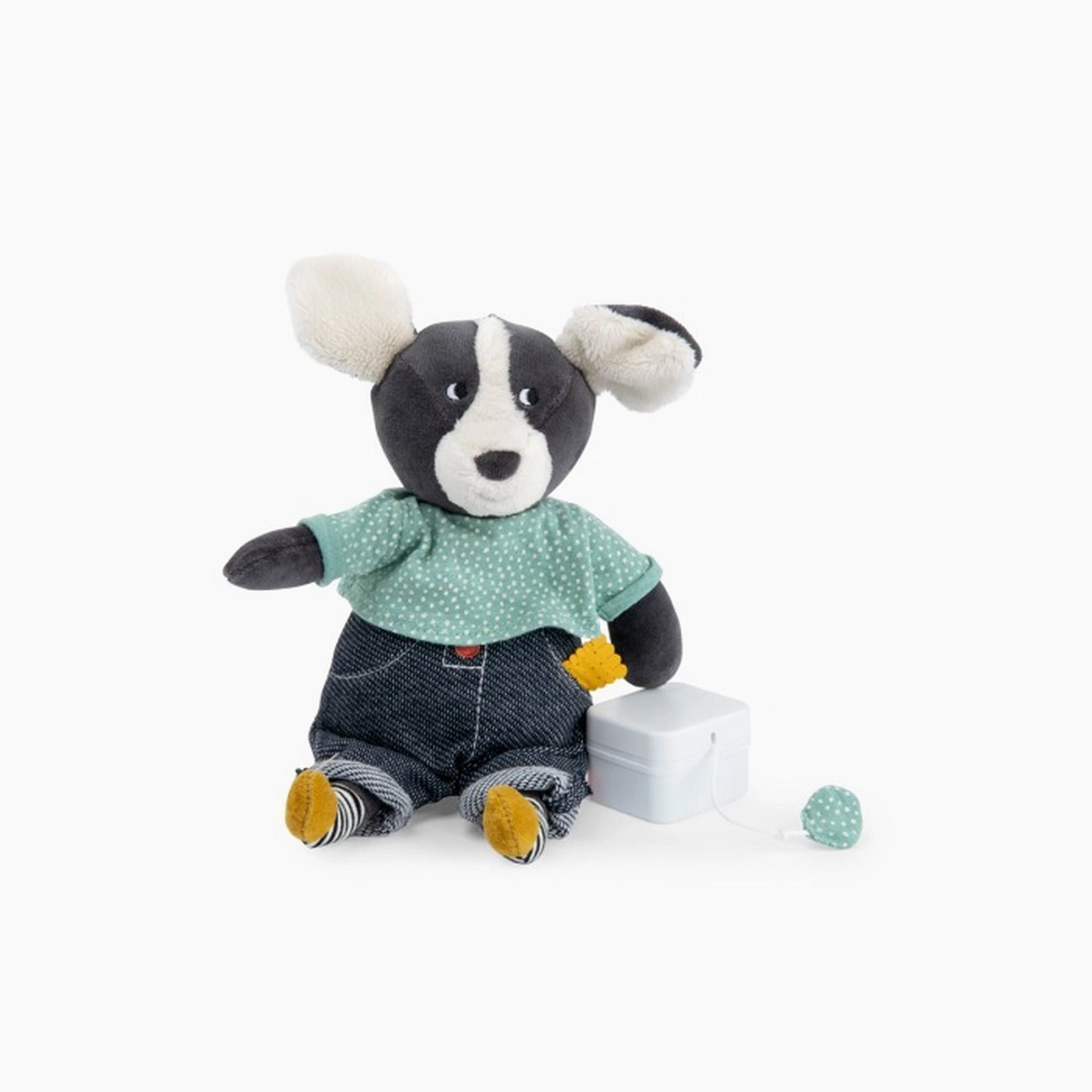 Moulin Roty Puce & Pilou Musical Pull-String Dog Puce 29CM