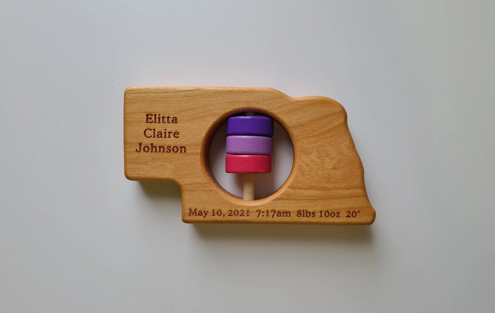 Nebraska State Wooden Baby Rattle