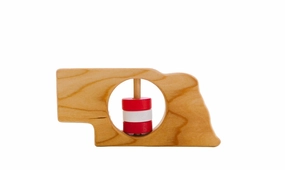 Nebraska State Wooden Baby Rattle