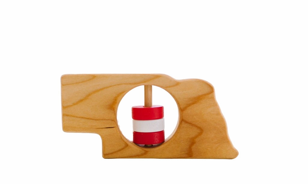 Nebraska State Wooden Baby Rattle