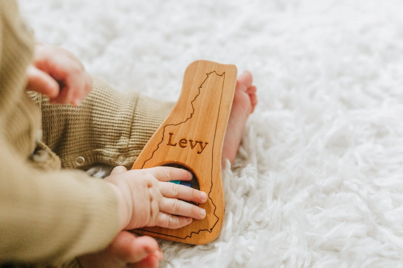 New Hampshire State Wooden Baby Rattle