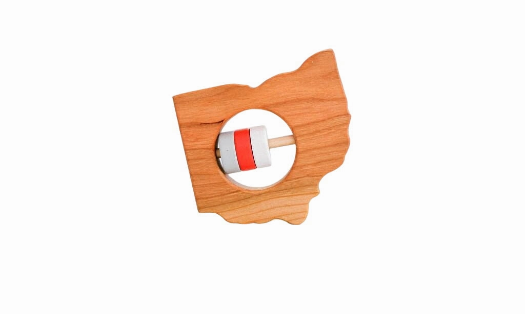 Ohio State Wooden Baby Rattle