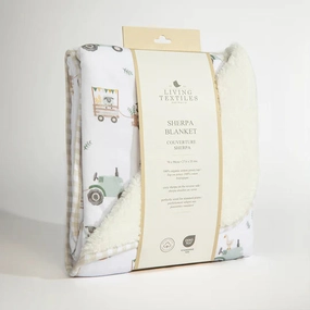 Organic Jersey Sherpa Baby Blanket Tractor ride - Living Textiles