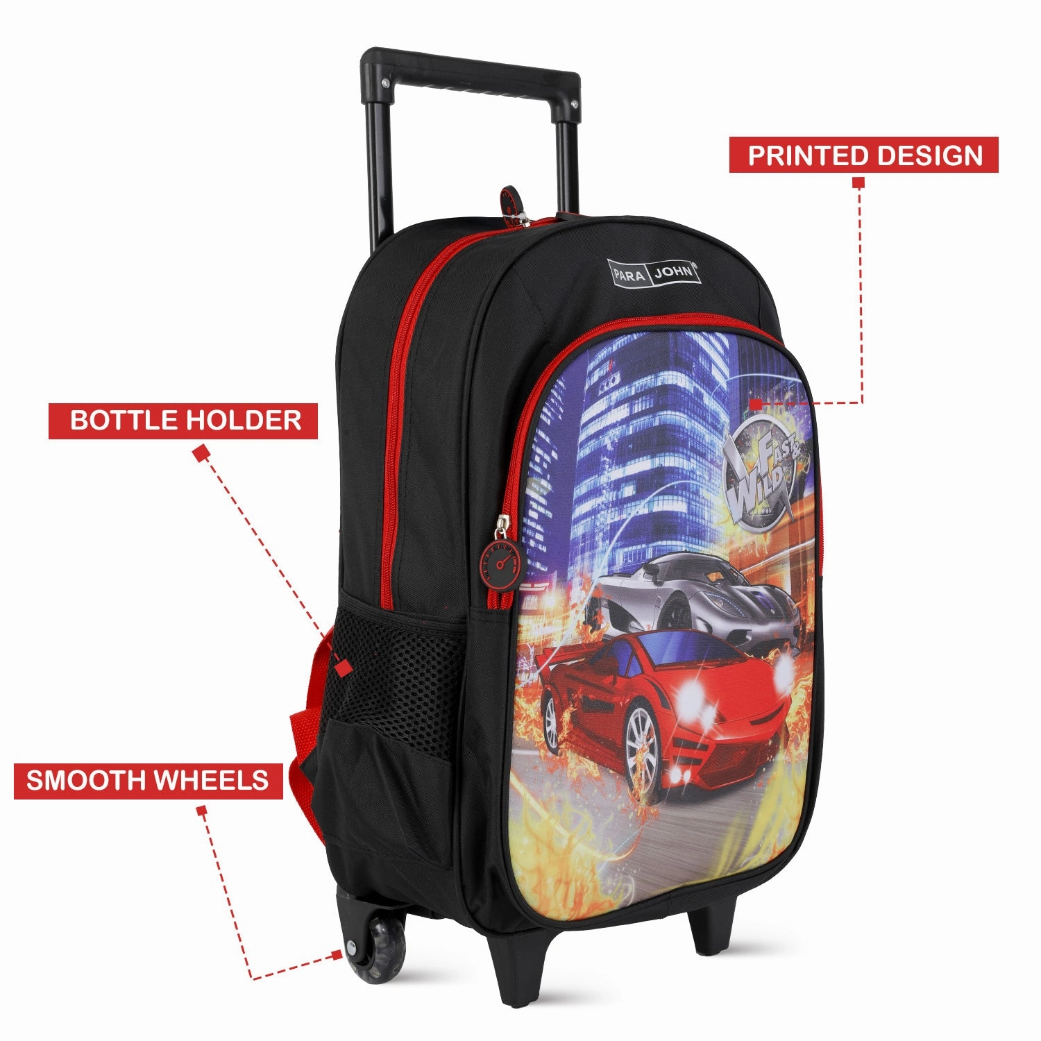 PARA JOHN 5 in 1 Wheeled School Backpack Set with Lunch Box