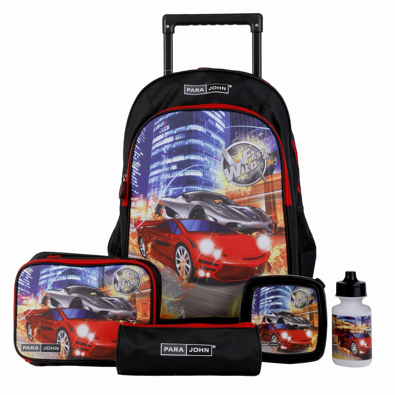 PARA JOHN 5 in 1 Wheeled School Backpack Set with Lunch Box