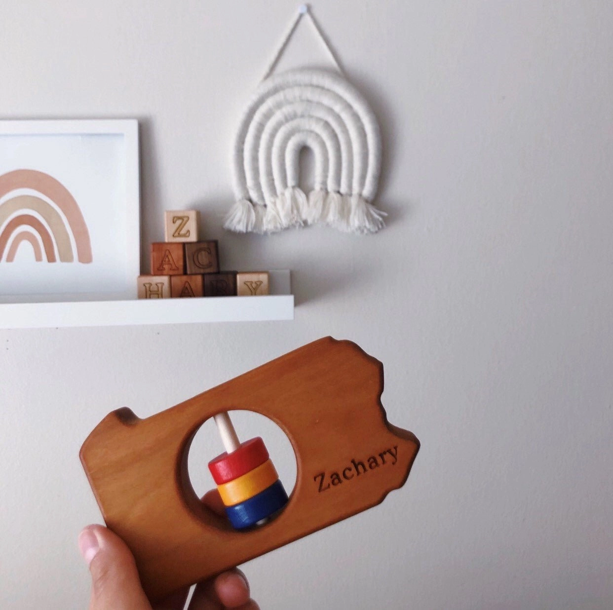 Pennsylvania State Wooden Baby Rattle