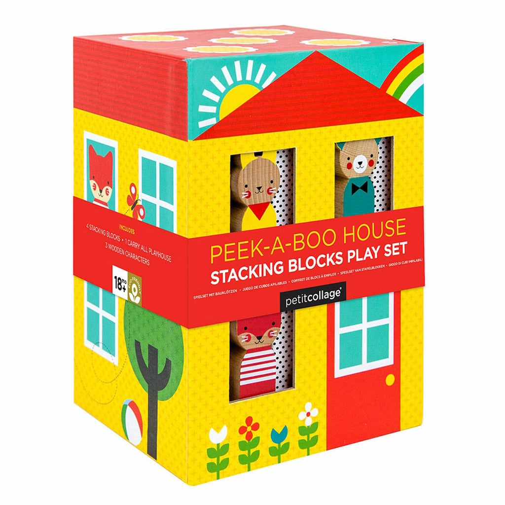 Petit Collage Peek-A-Boo House Stacking Blocks Play Set