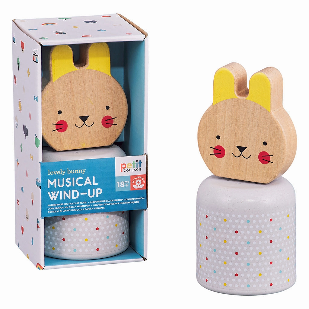 Petit Collage Wooden Wind-Up Musical Bunny