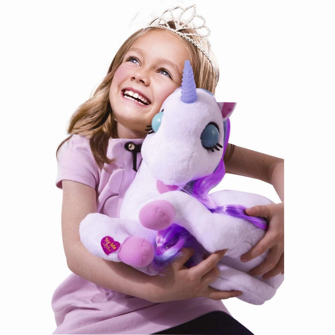 Plush Toy Unicorn Luna with Luminous Horn And Three Fairy Tales In English