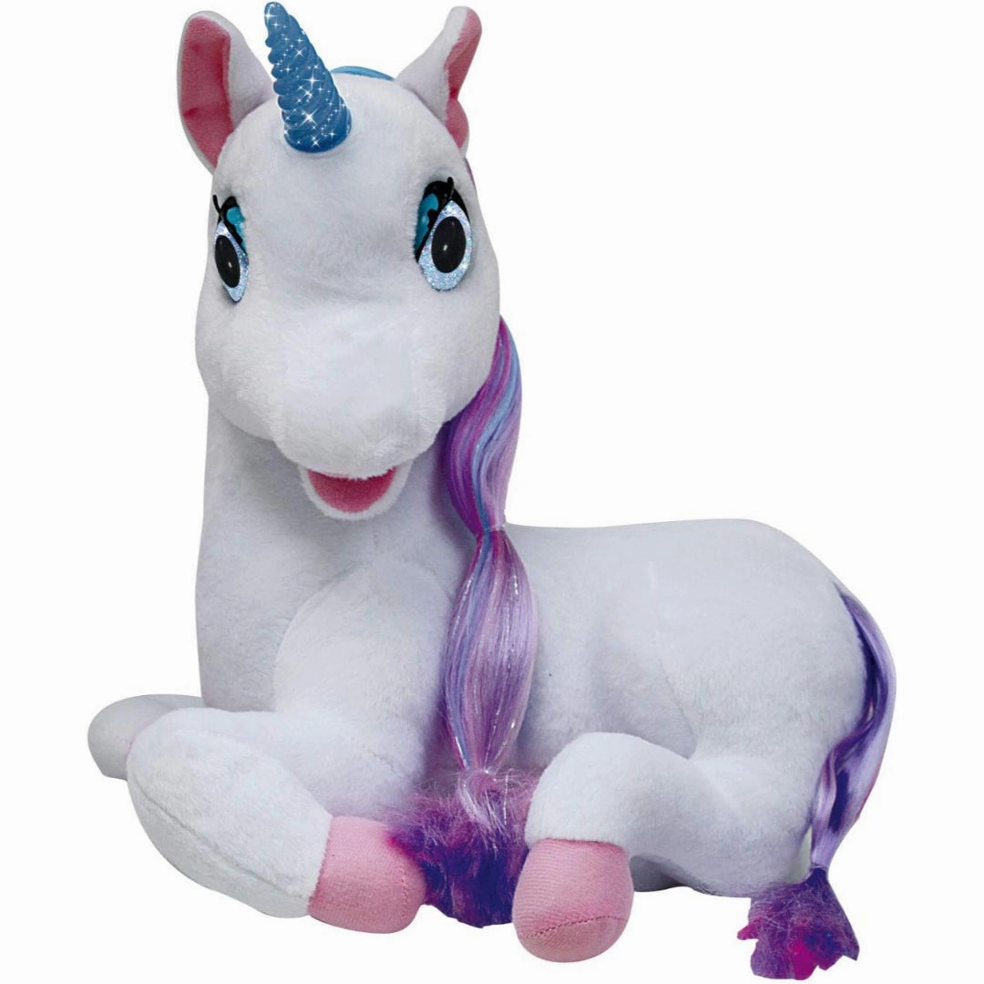 Plush Toy Unicorn Luna with Luminous Horn And Three Fairy Tales In English