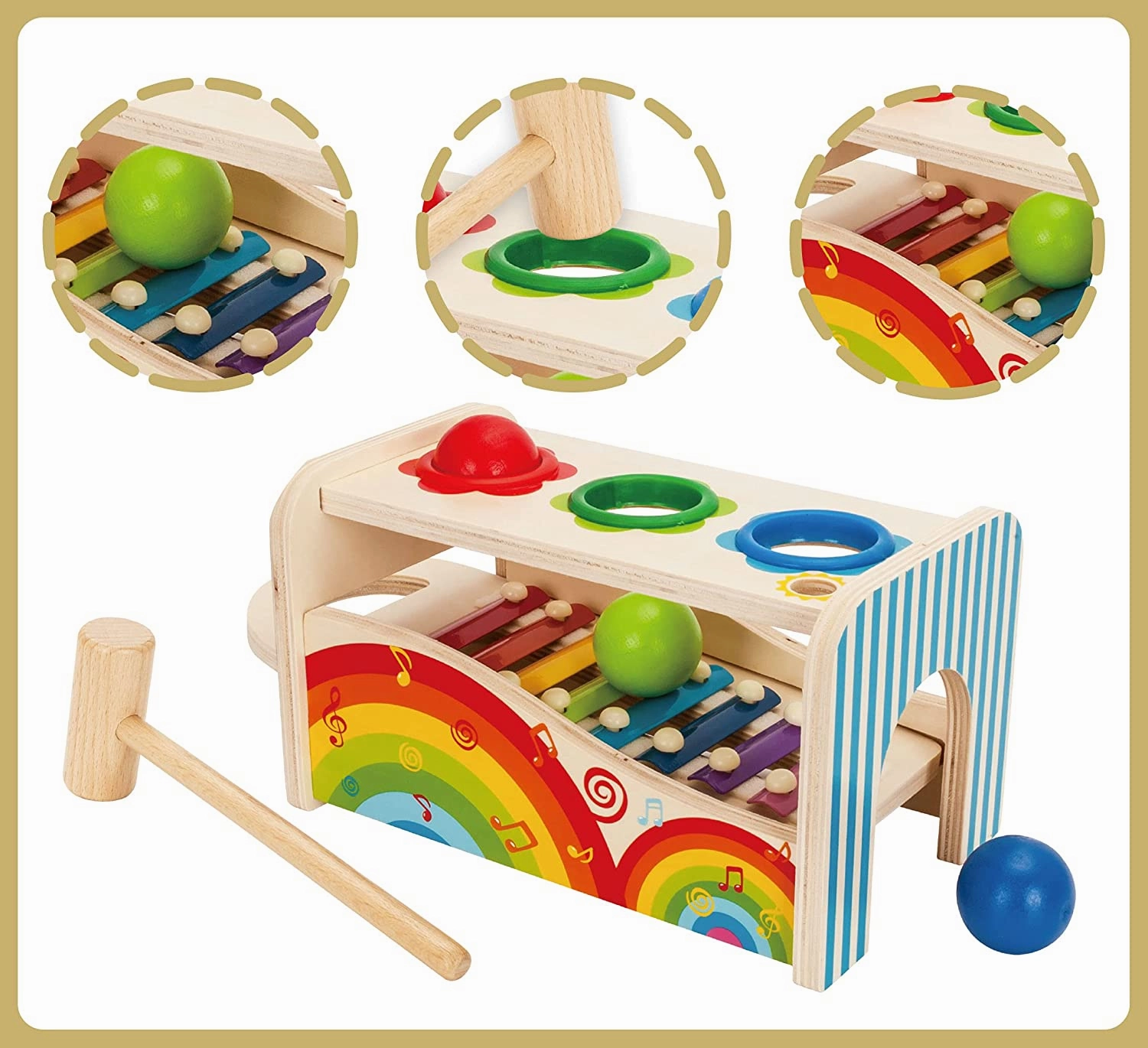 Pound Tap Bench with Slide Out Xylophone