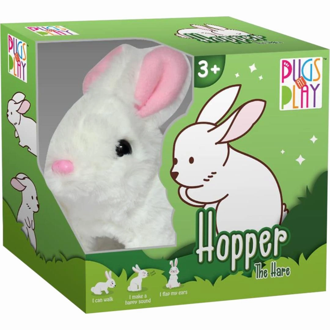 Pugs At Play Jumping Rabbit Plush Toy - Multicolour