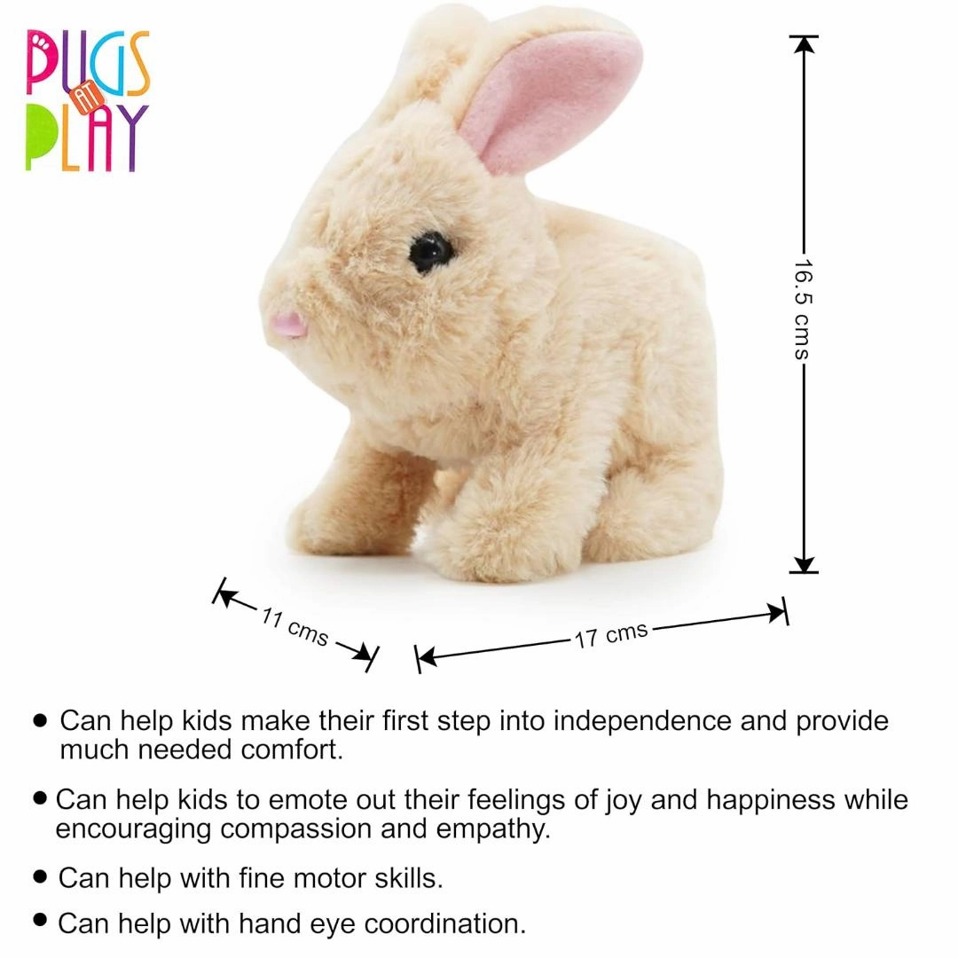 Pugs At Play Jumping Rabbit Plush Toy - Multicolour