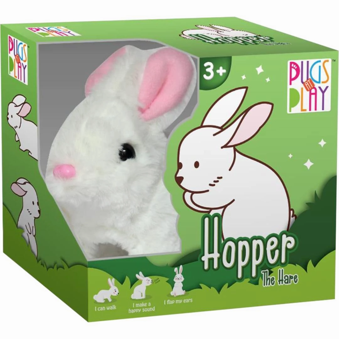 Pugs At Play Jumping Rabbit Plush Toy - Multicolour