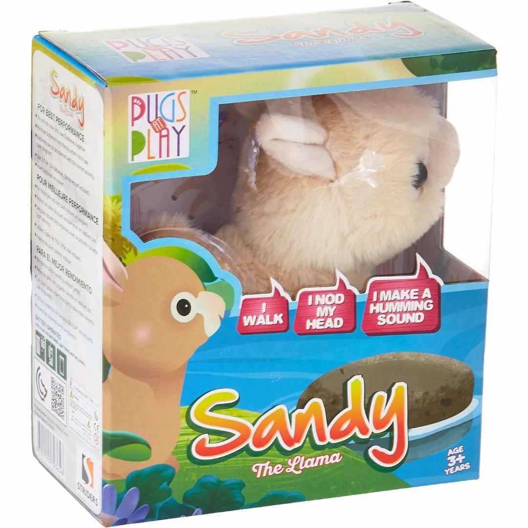 Pugs at Play Sandy and Paris The Walking Lama Multicolour Kids Animal Toy