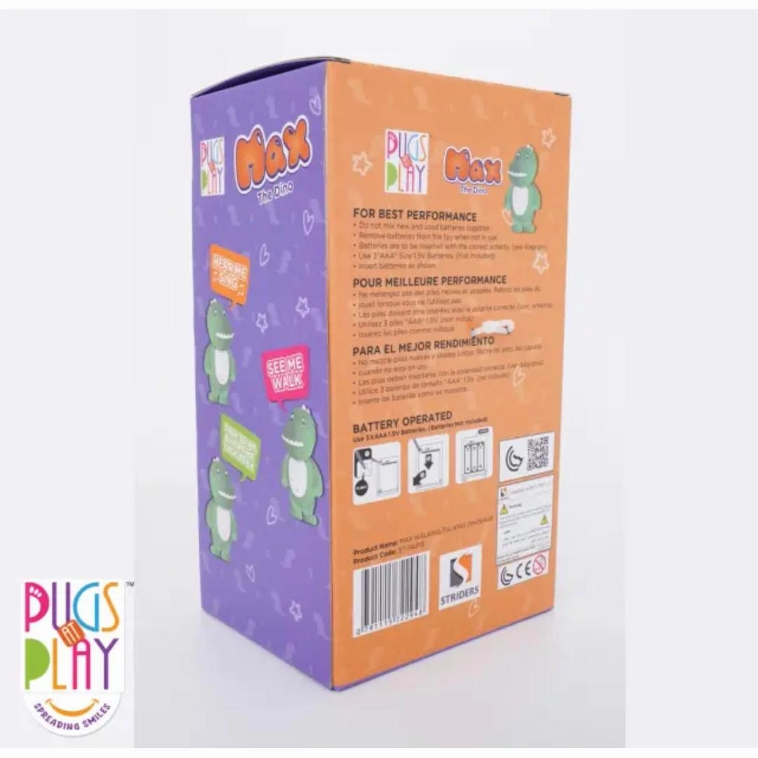 PUGS AT PLAY WALKING/TALKING DINOSAUR Kids Animal Toy Multi colour