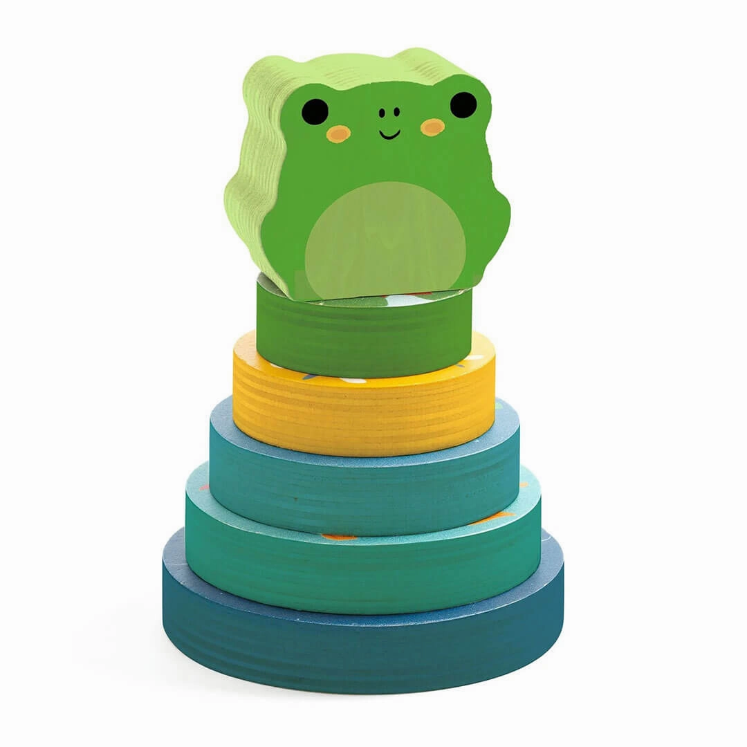 Puzz & Stack Frog Rainbow Wooden Puzzle and Stacking Toy