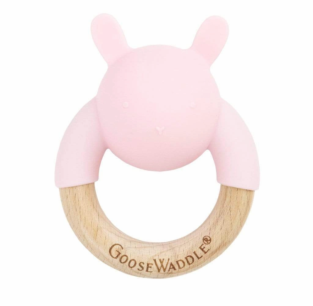 Rattle Teether Wooden   Silicone (4 Colors)