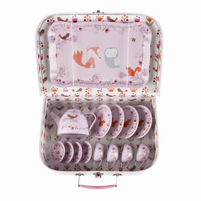 RJB Stone Woodland Friends Picnic Box Tea Set Pink
