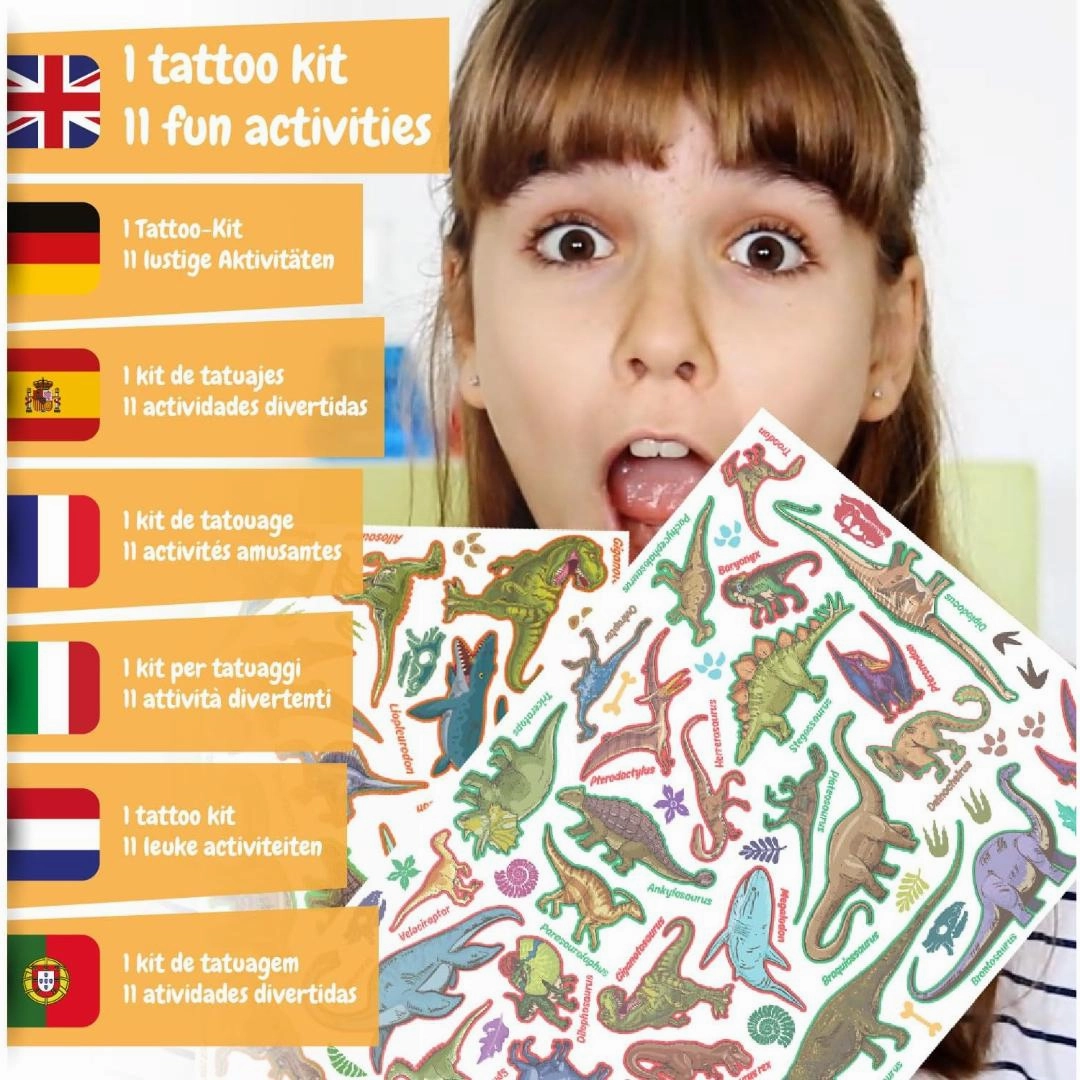 Science4you Jurassic Temporary Tattoos for Kids, Make You Own Dinosaur Tattoos