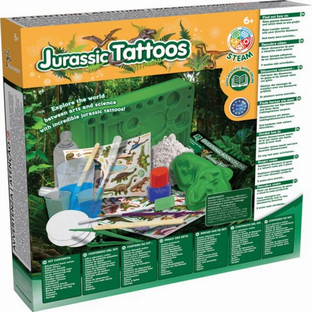 Science4you Jurassic Temporary Tattoos for Kids, Make You Own Dinosaur Tattoos