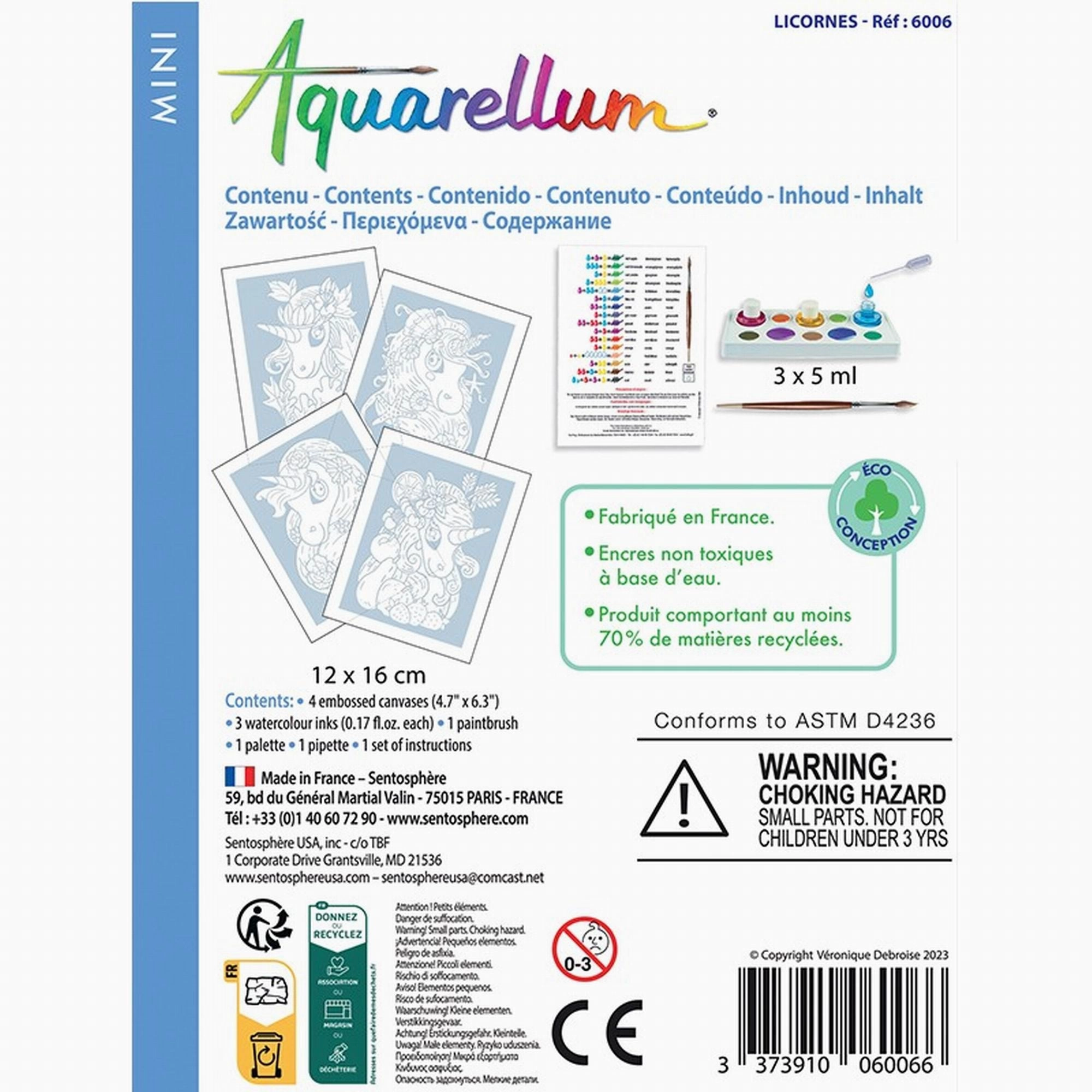 SentosphreAquarellum Mini  Licornes (4 Planches)