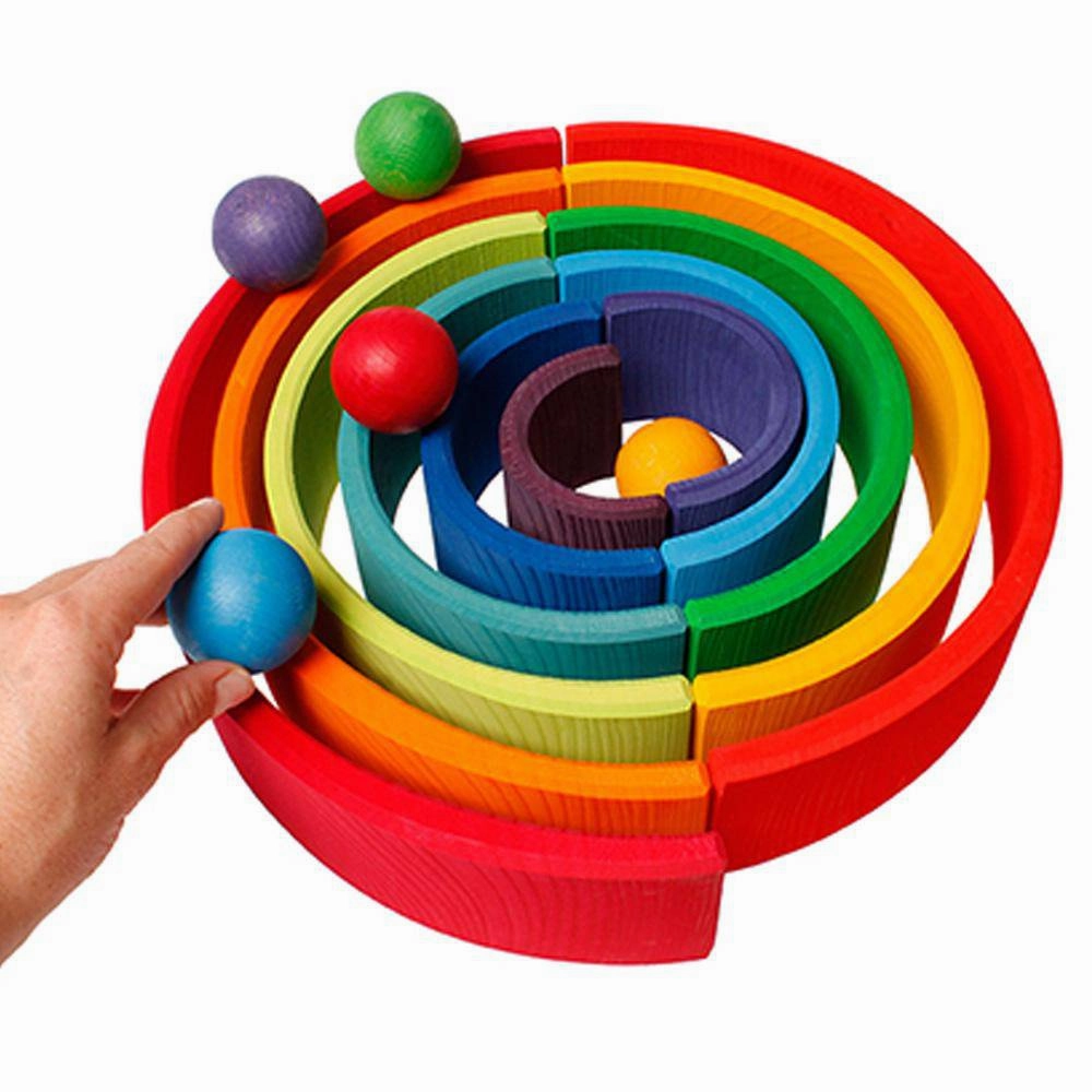 Small Wooden Rainbow Balls, Set of 12