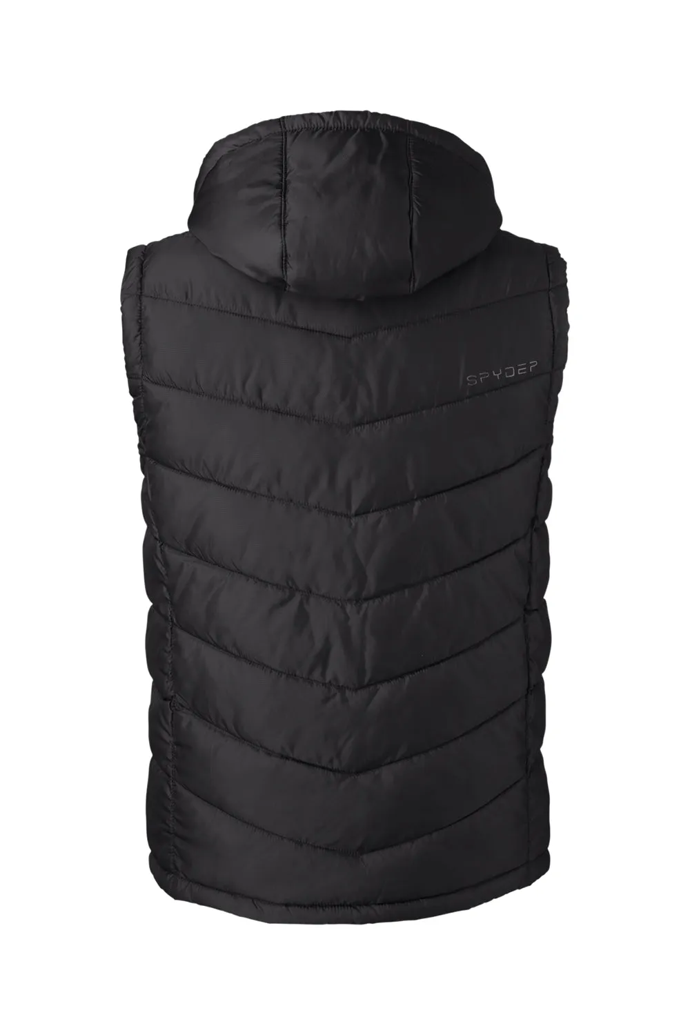 Spyder Mens Pelmo Full Zip Hooded Puffer Vest - Black