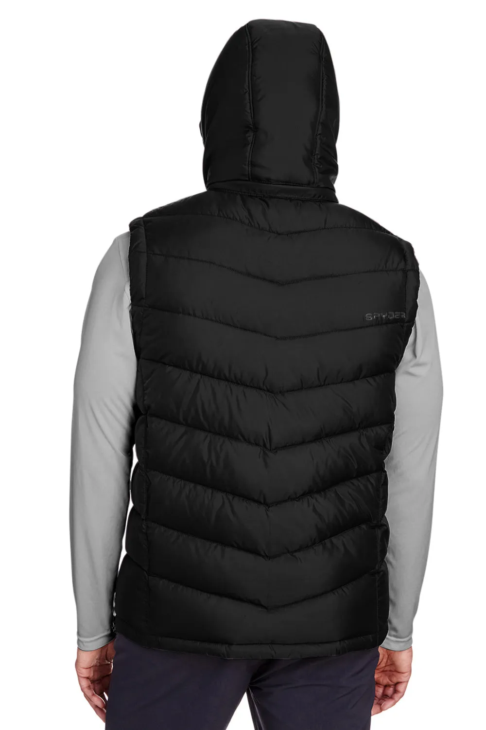 Spyder Mens Pelmo Full Zip Hooded Puffer Vest - Black