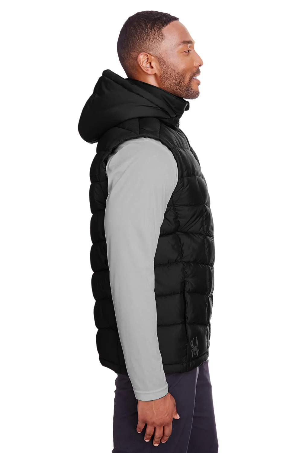 Spyder Mens Pelmo Full Zip Hooded Puffer Vest - Black