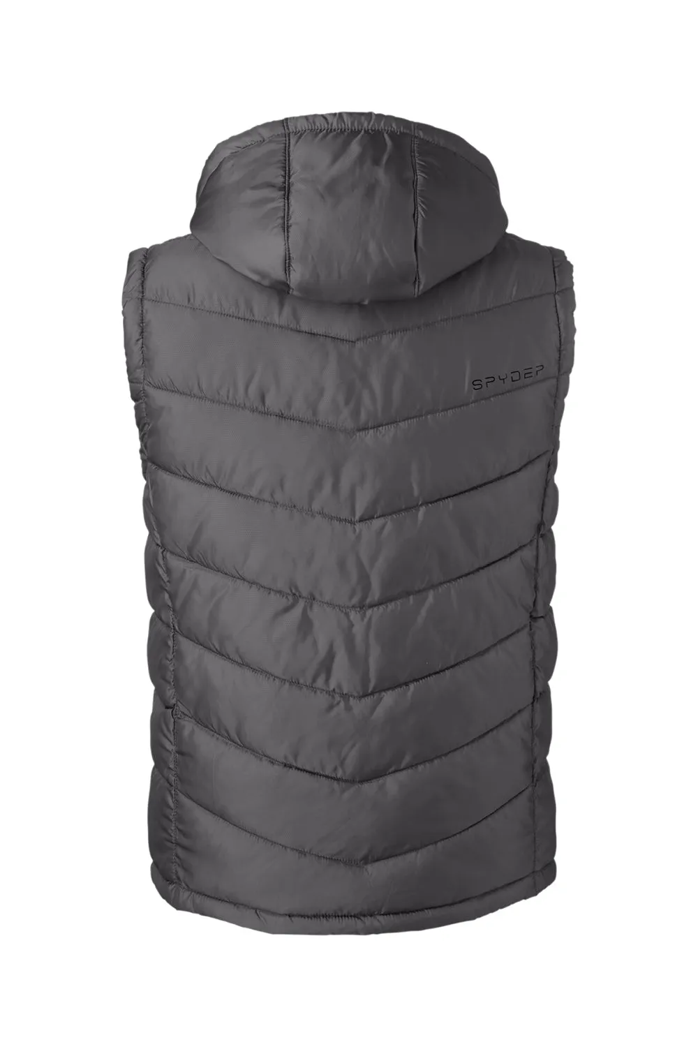 Spyder Mens Pelmo Full Zip Hooded Puffer Vest - Polar Grey Clothing Spyder
