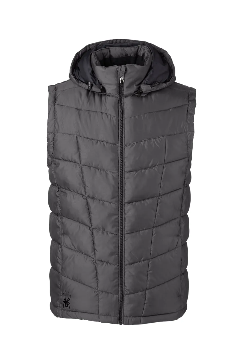 Spyder Mens Pelmo Full Zip Hooded Puffer Vest - Polar Grey Clothing Spyder