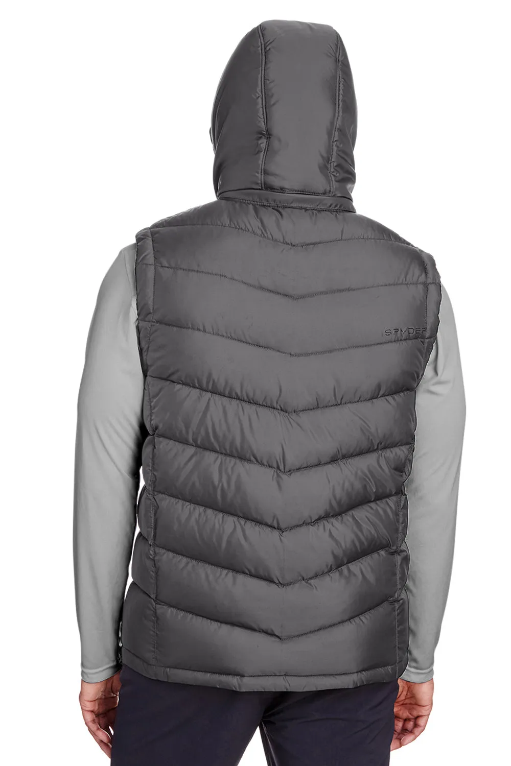 Spyder Mens Pelmo Full Zip Hooded Puffer Vest - Polar Grey