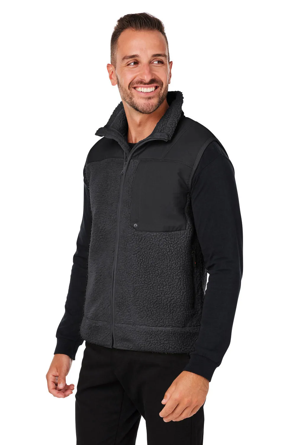 Spyder Mens Venture Sherpa Full Zip Vest - Black Clothing Spyder