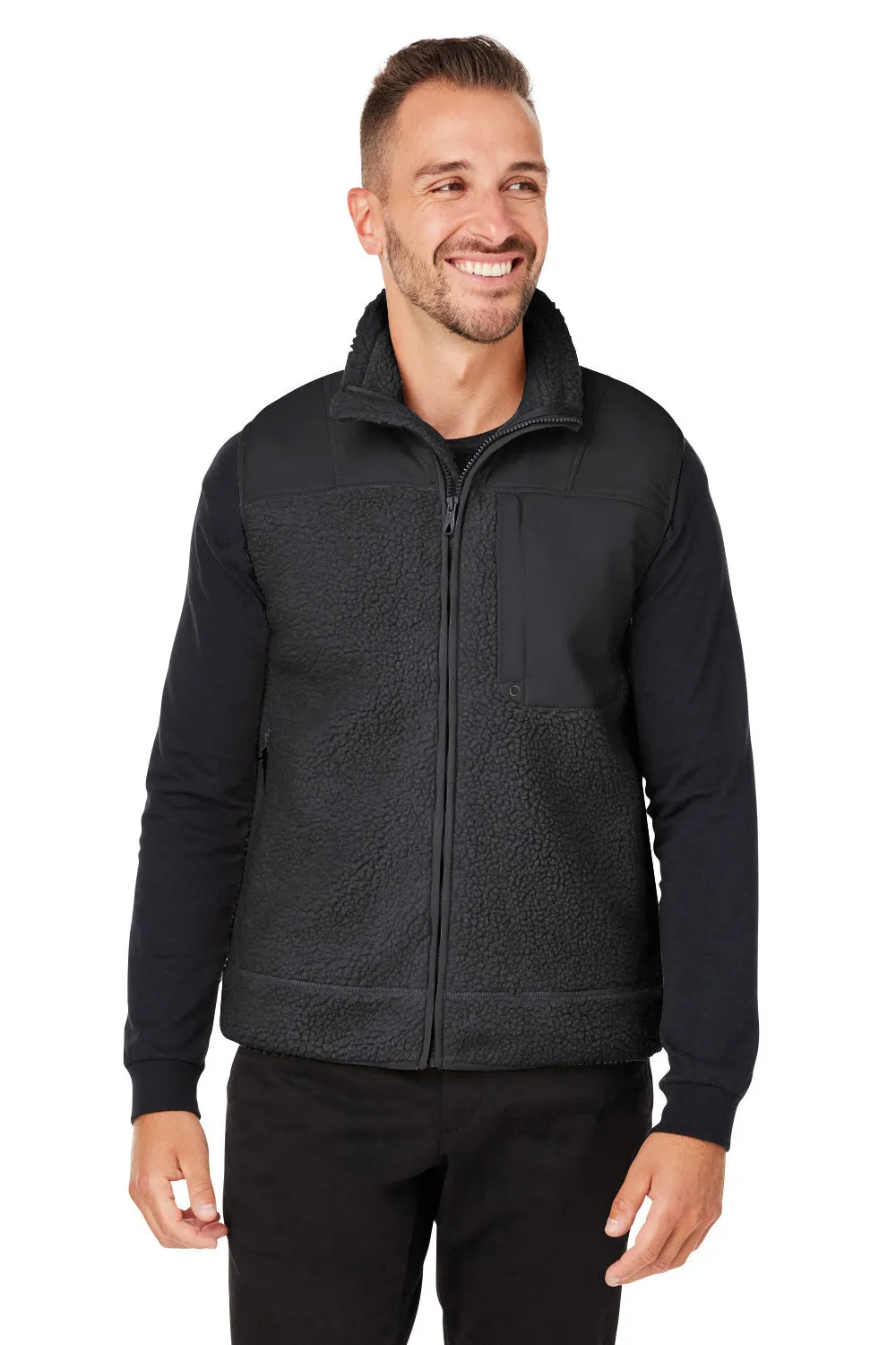 Spyder Mens Venture Sherpa Full Zip Vest - Black Clothing Spyder