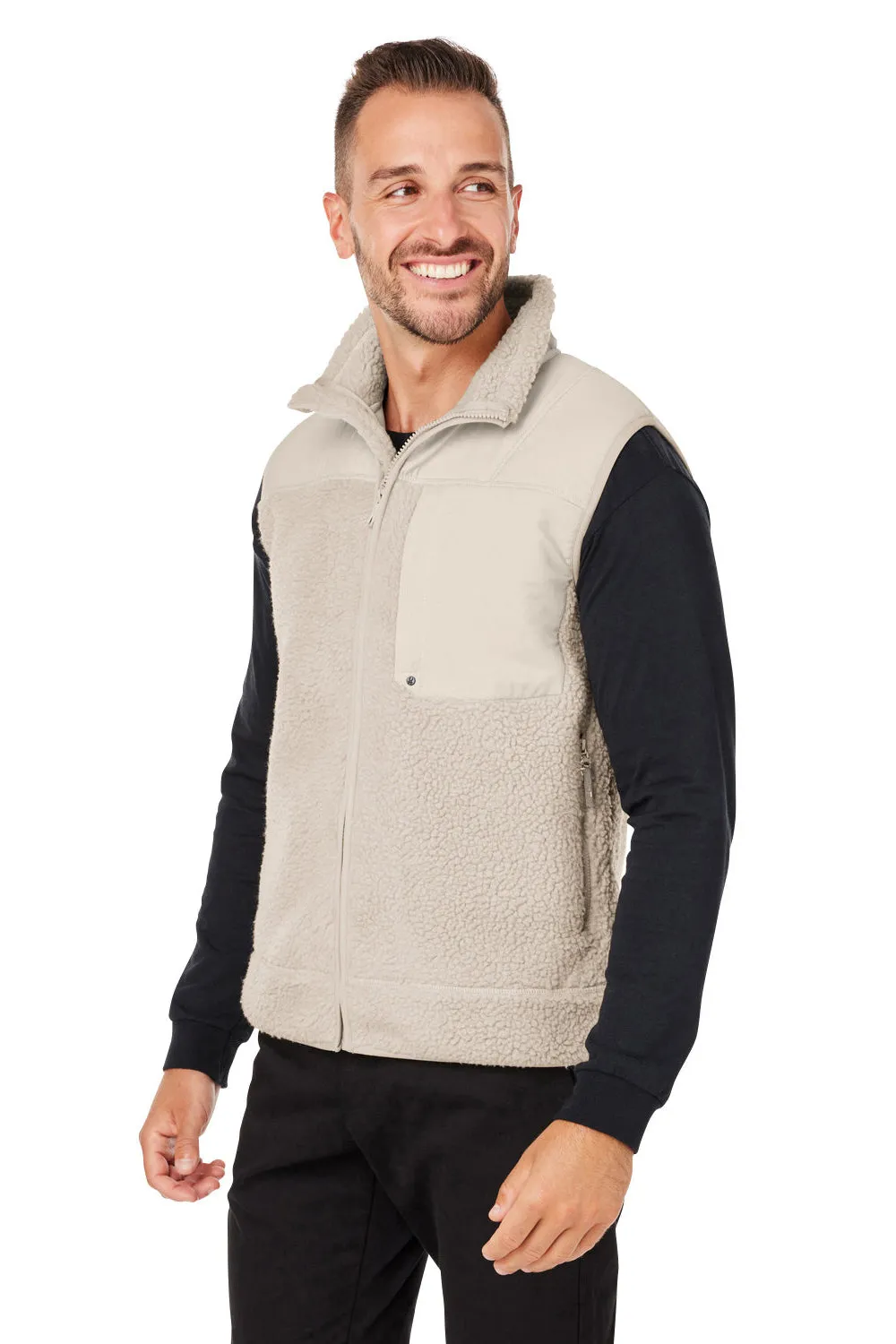 Spyder Mens Venture Sherpa Full Zip Vest - Natural Clothing Spyder