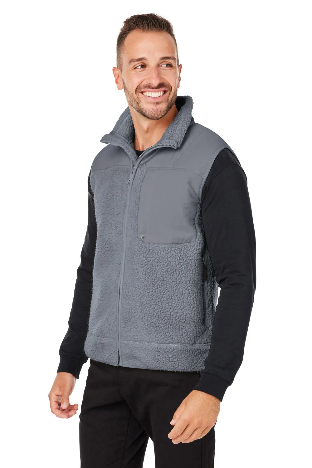 Spyder Mens Venture Sherpa Full Zip Vest - Polar Grey Clothing Spyder