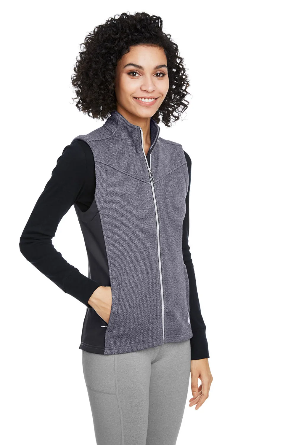 Spyder Womens Pursuit Full Zip Vest - Heather Black/Black Clothing Spyder