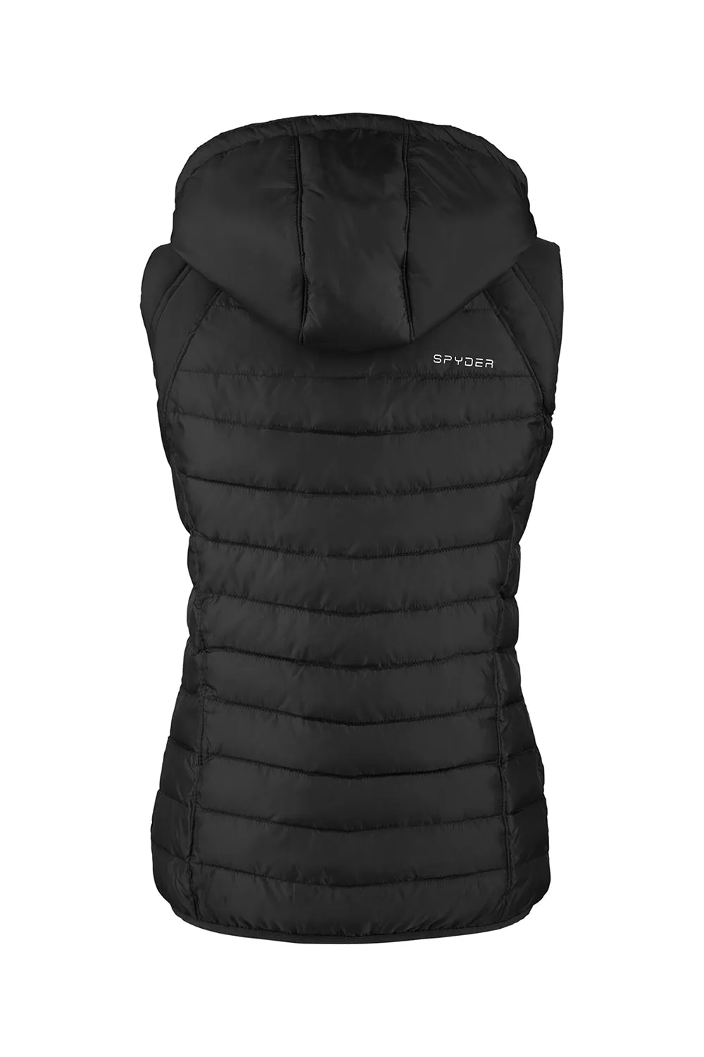 Spyder Womens Supreme Full Zip Hooded Puffer Vest - Black