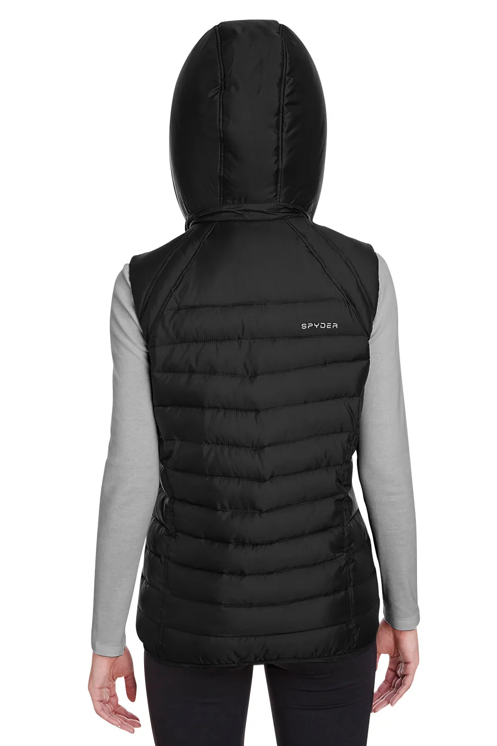 Spyder Womens Supreme Full Zip Hooded Puffer Vest - Black