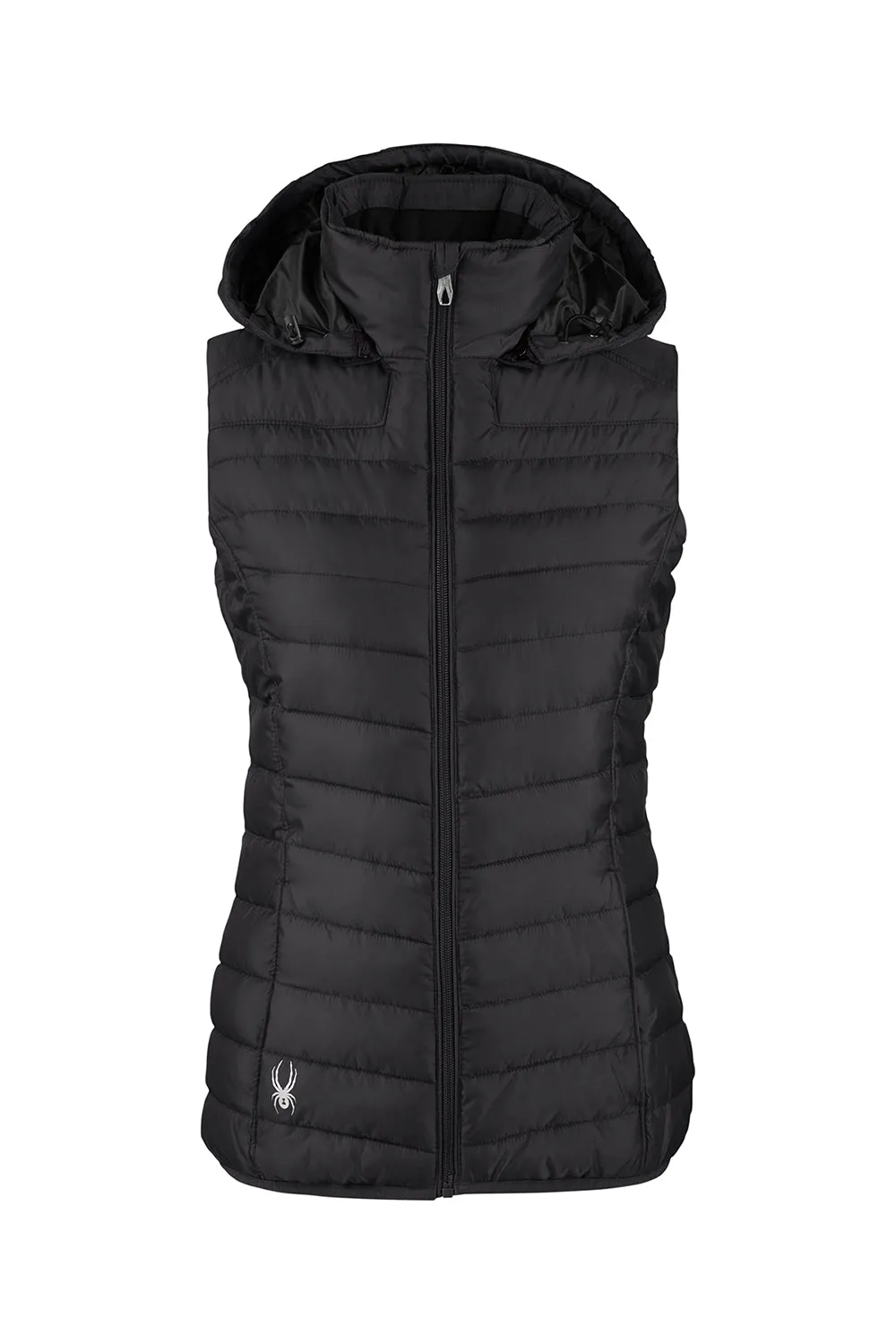 Spyder Womens Supreme Full Zip Hooded Puffer Vest - Black