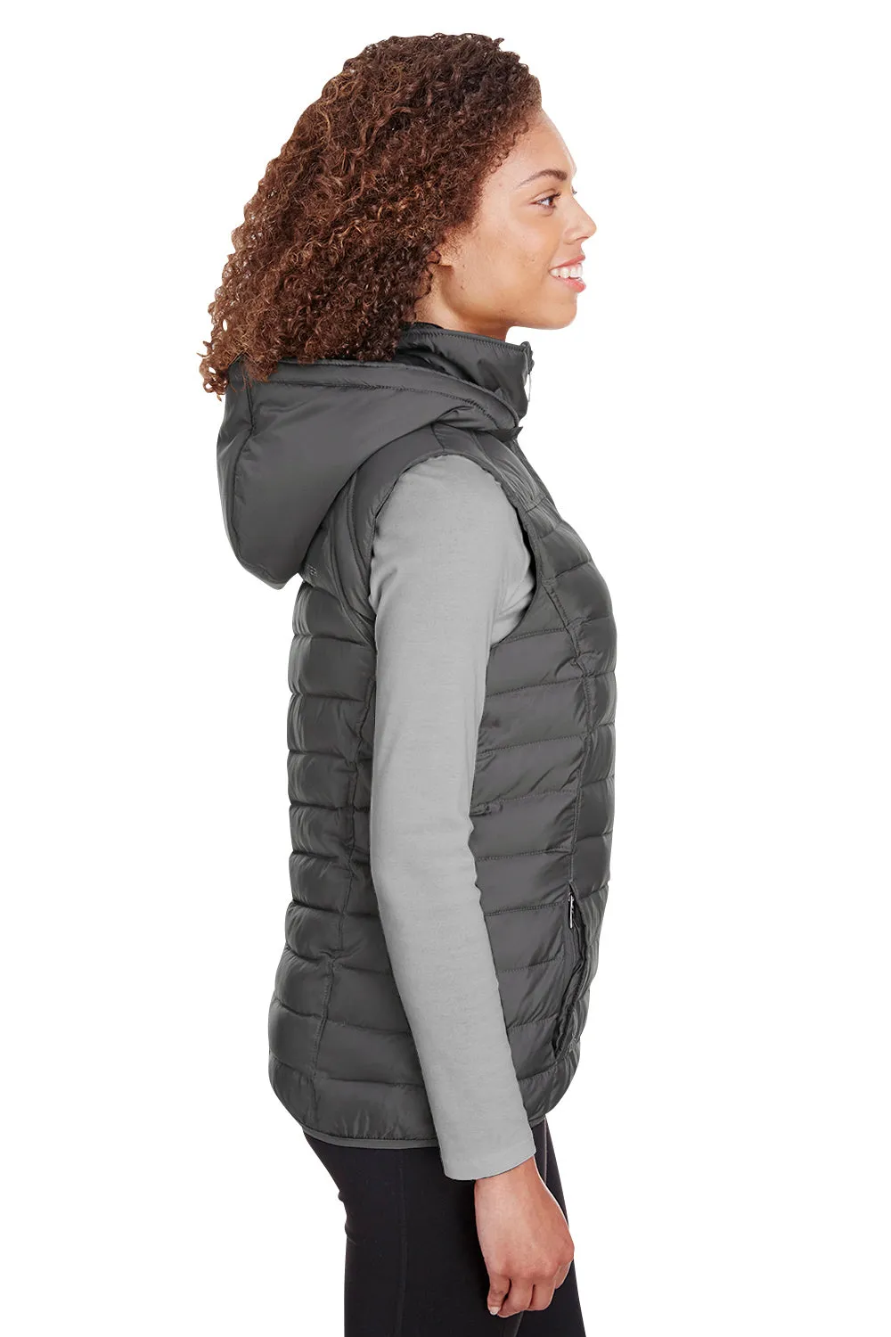 Spyder Womens Supreme Full Zip Hooded Puffer Vest - Polar Grey Clothing Spyder