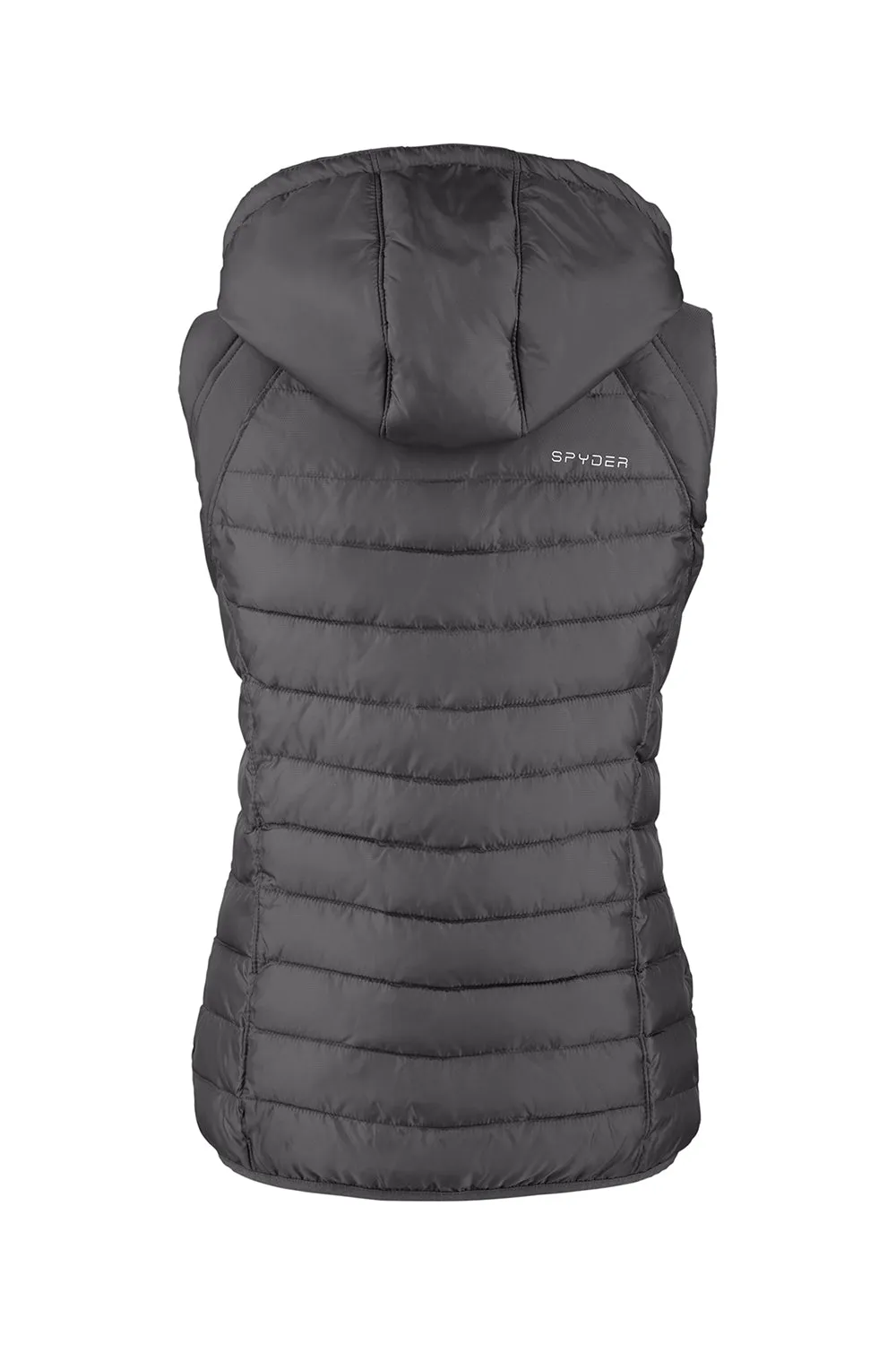Spyder Womens Supreme Full Zip Hooded Puffer Vest - Polar Grey Clothing Spyder
