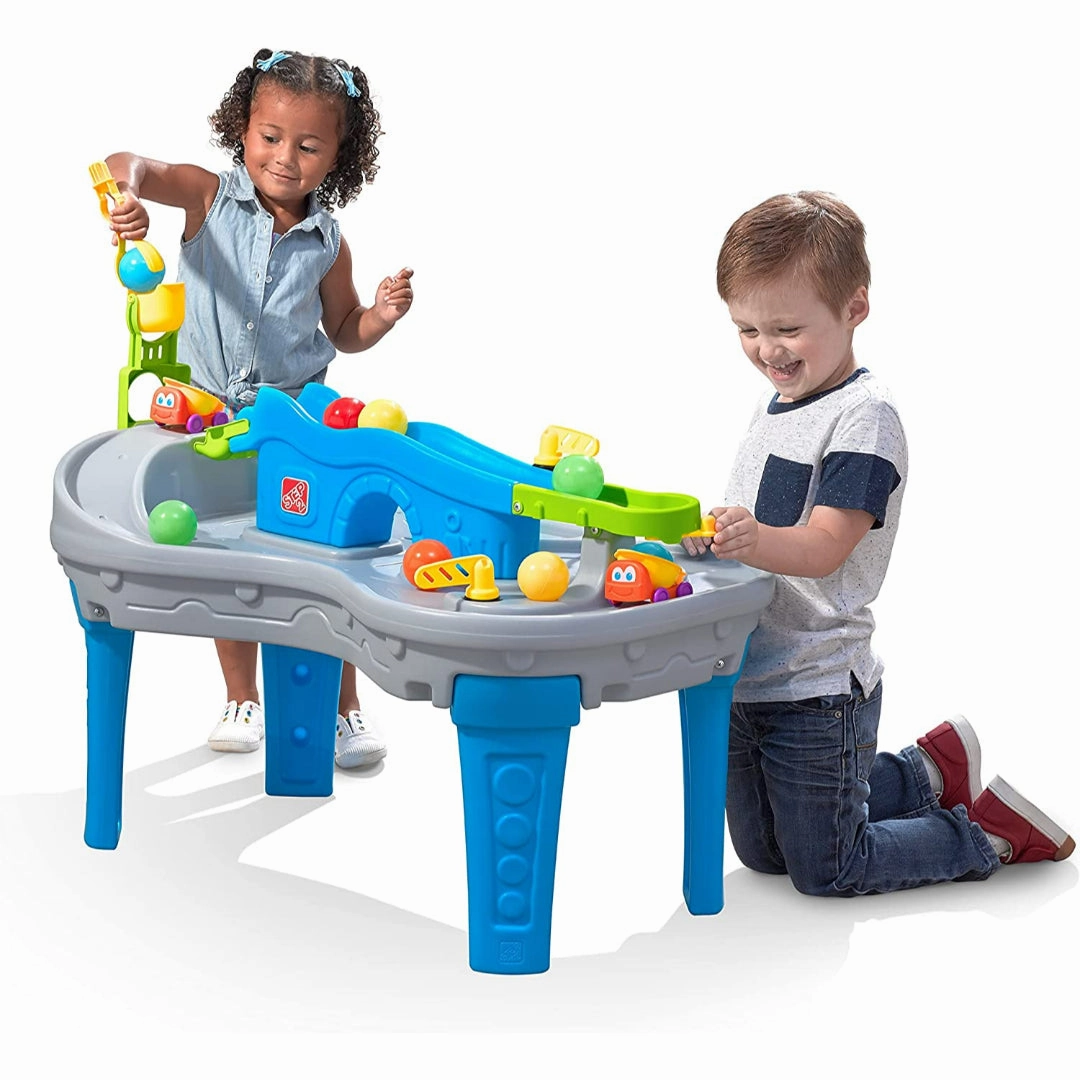 Step2 Ball Buddies Truckin' & Rollin' Play Table | STEM & Ball Toy for Toddlers | Kids Play Table with 12 Accessory Toys Included