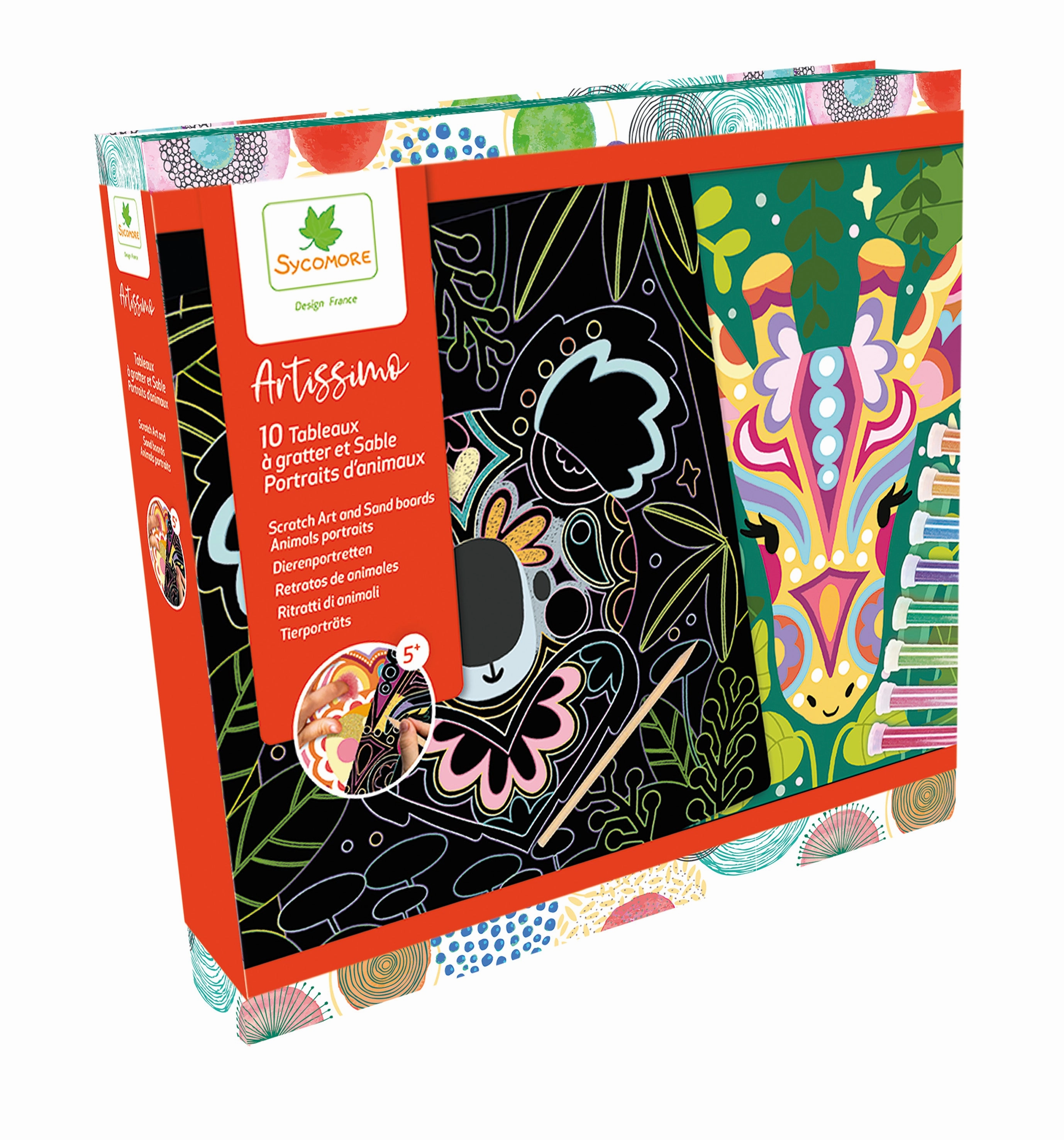 Sycomore XL Multi Activities - Scratch Art and Sand  Animal Portraits