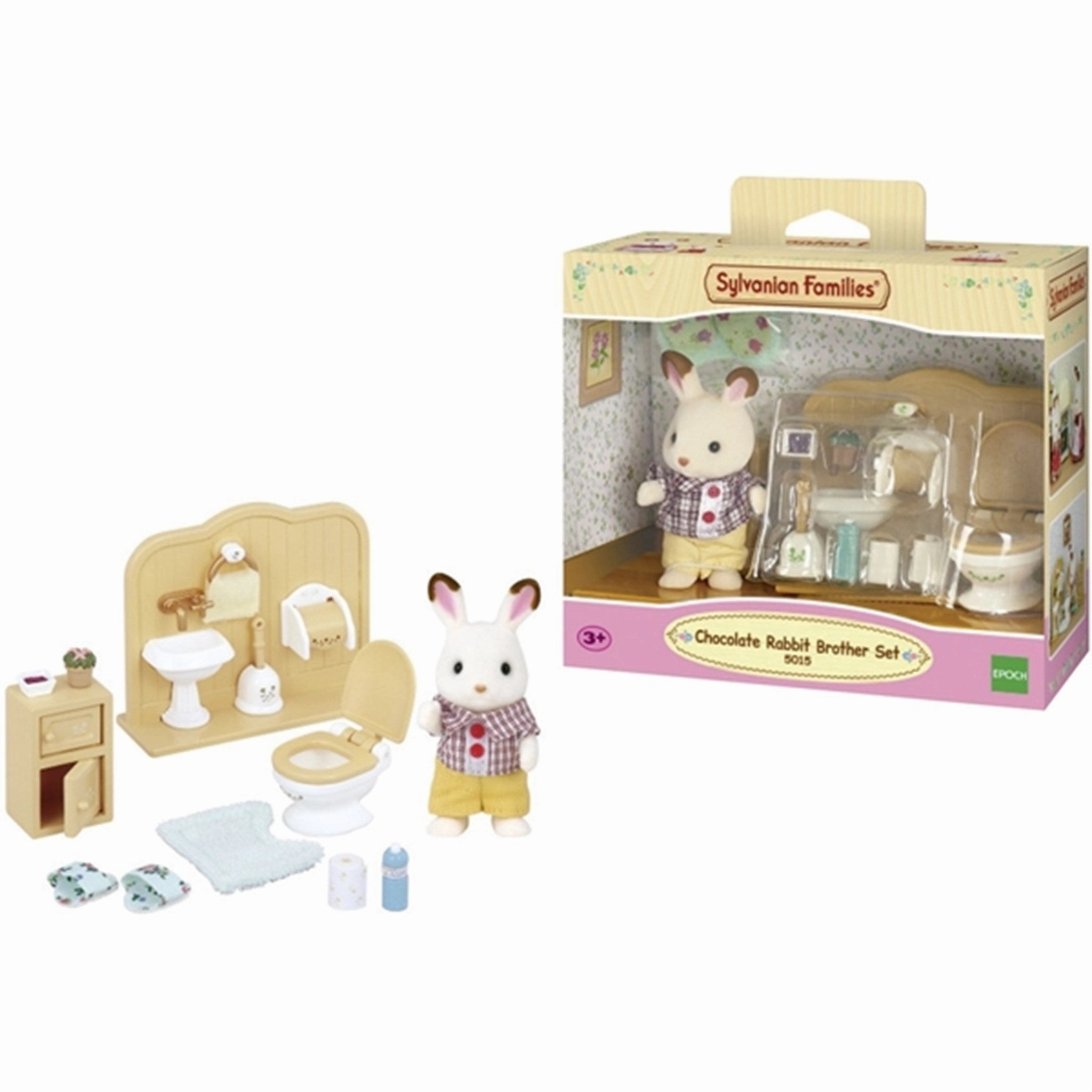 Sylvanian Families Chocolate Rabbit Brother Set (Washroom)
